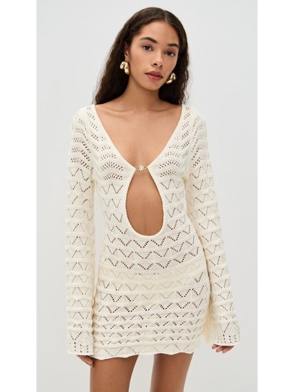 Bananhot NWT Mini Rey Dress in Knitted White size XL Swim Beach Coverup